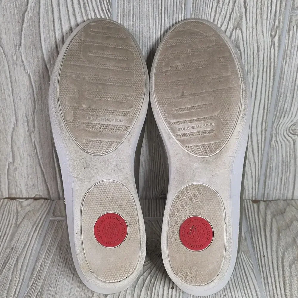 FitFlop Laceless Derby Silver Metallic Slip-On Shoes Womens Size 8.5